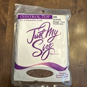 Vintage Just My Size 3X Suntan Sheer Toe Control Top Plus Size‎ 1997 90s